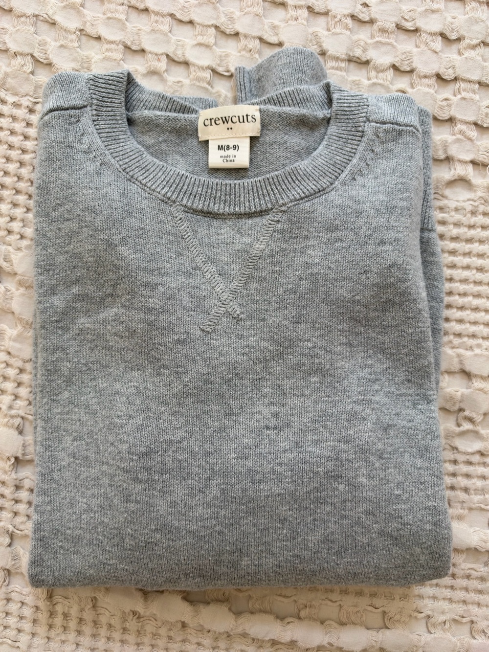 Crewcuts Boys Light Gray Knit Crewneck Sweater